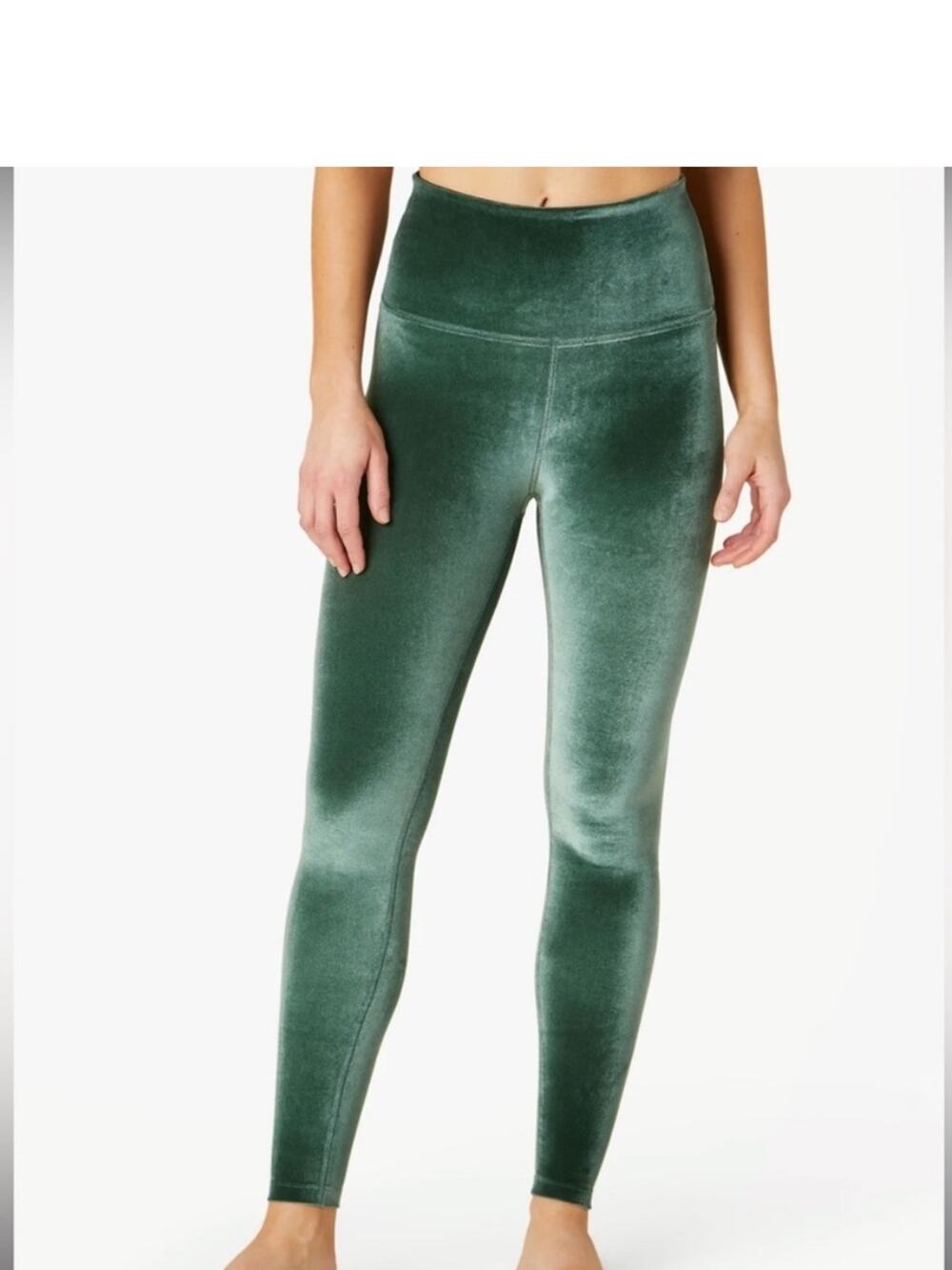 Beyond Yoga Small Velvet High-Waist Leggings in Emerald Green